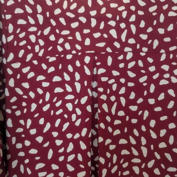 Beacon Allan Surplice Tie Sleeve High Burgundy Blouse Size Medium - Picture 6 of 7